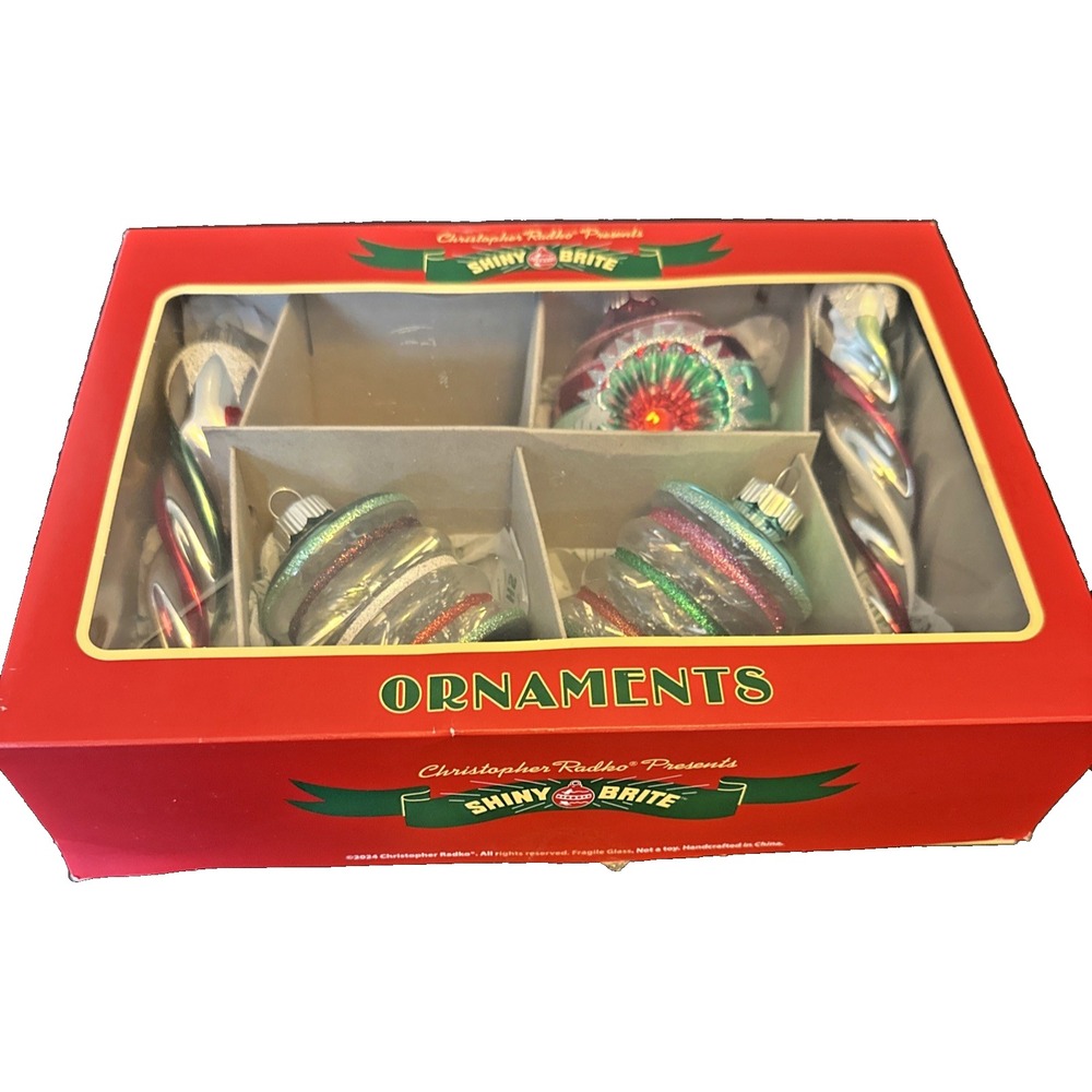 Christopher Radko Shiny Brite Pastel Christmas Ornaments Set of 5 Glass 2024